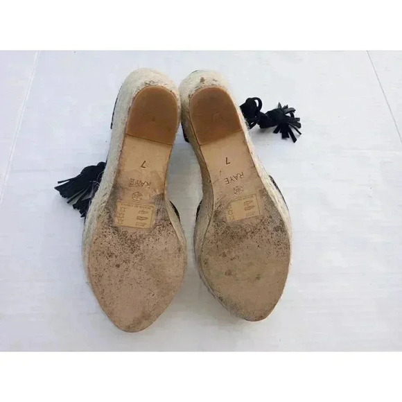 Raye Womens Dixie Espadrilles Heel Black Suede Tassel High Almond Toe Zipper 7 - Picture 3 of 11